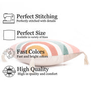 Rainbow Tufted Cushion Cover with Tassel 16 X 16 Inches Pack of 1
